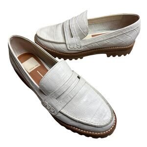Dolce Vita Trend White Croc Embossed Loafers Contemporary Style Women’s Shoes